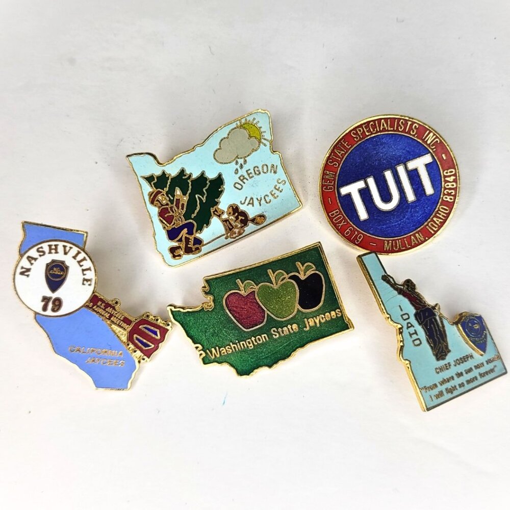 Vintage Jaycees Member Pins / West Coast State Set of 5